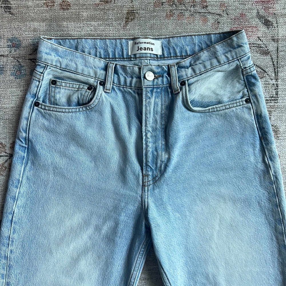 Reformation Jeans Julia Crop High Cigarette Jean Powell Wash Size 26 - Picture 6 of 8